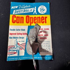 Vintage Vaughan Safety Roll Jr Can Opener No 170W USA Carded Kitchen Tool